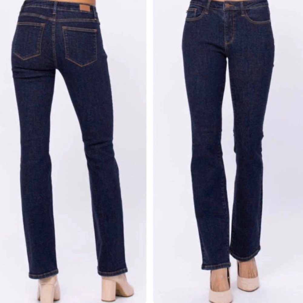 Judy Blue Mid Rise Slim Bootcut Jeans dark blue
